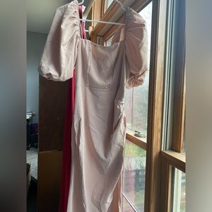 Champagne puff Sleeve formal dress NWT